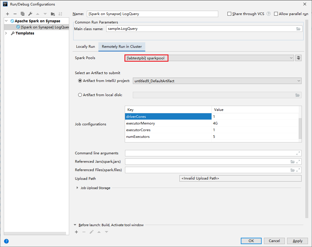 Impostazione della configurazione nella console interattiva