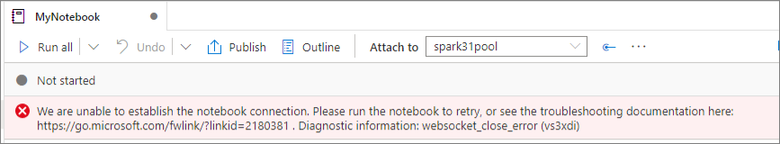 Problema di connessione WebSocket del notebook