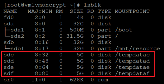 Elenco di file system temporanei montati