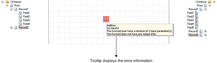 Rilevamento degli errori nella configurazione functoid