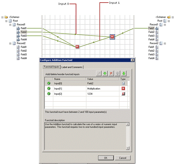 Visualizzazione dei parametri di input in un functoid