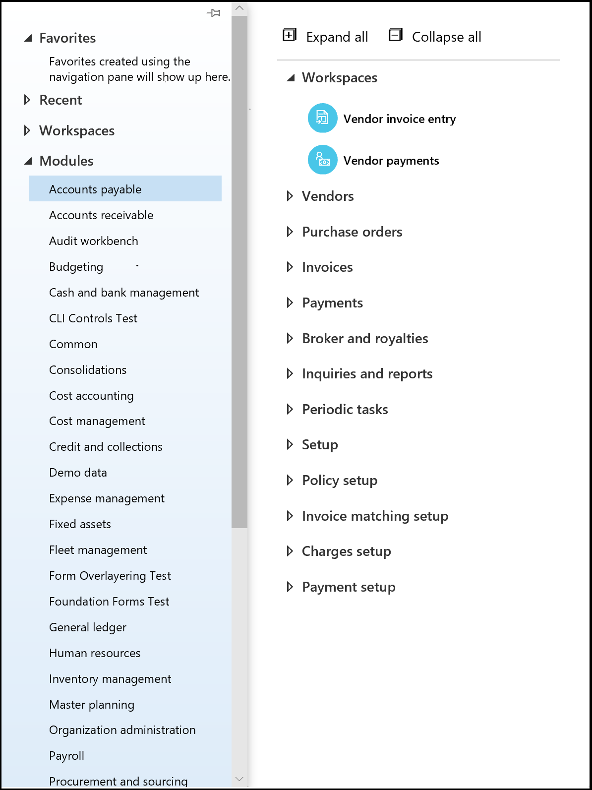 I menu all'inizio sono quasi interamente compressi