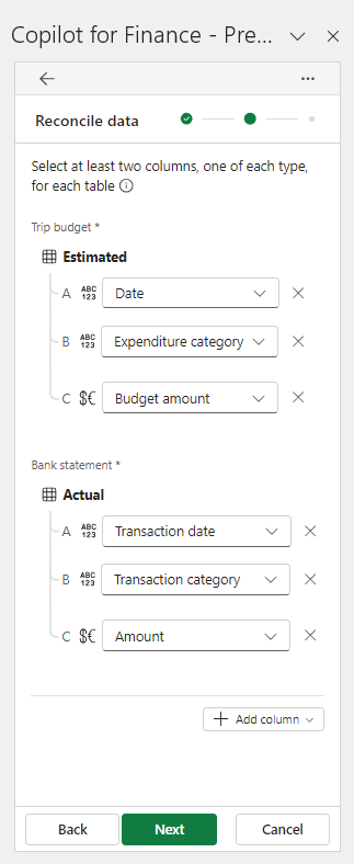 Screenshot of Reconcile data with the remove buttons highlighted.