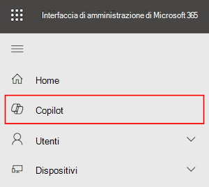 Screenshot che mostra la pagina Copilot nel interfaccia di amministrazione di Microsoft 365.