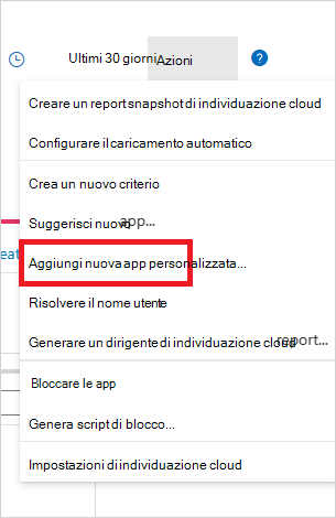 aggiungere il menu dell'app personalizzata.