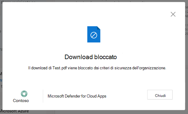 Screenshot di un messaggio Scarica bloccato.