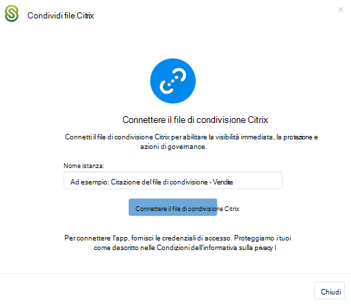 connettere il nome dell'istanza di Citrix ShareFile.