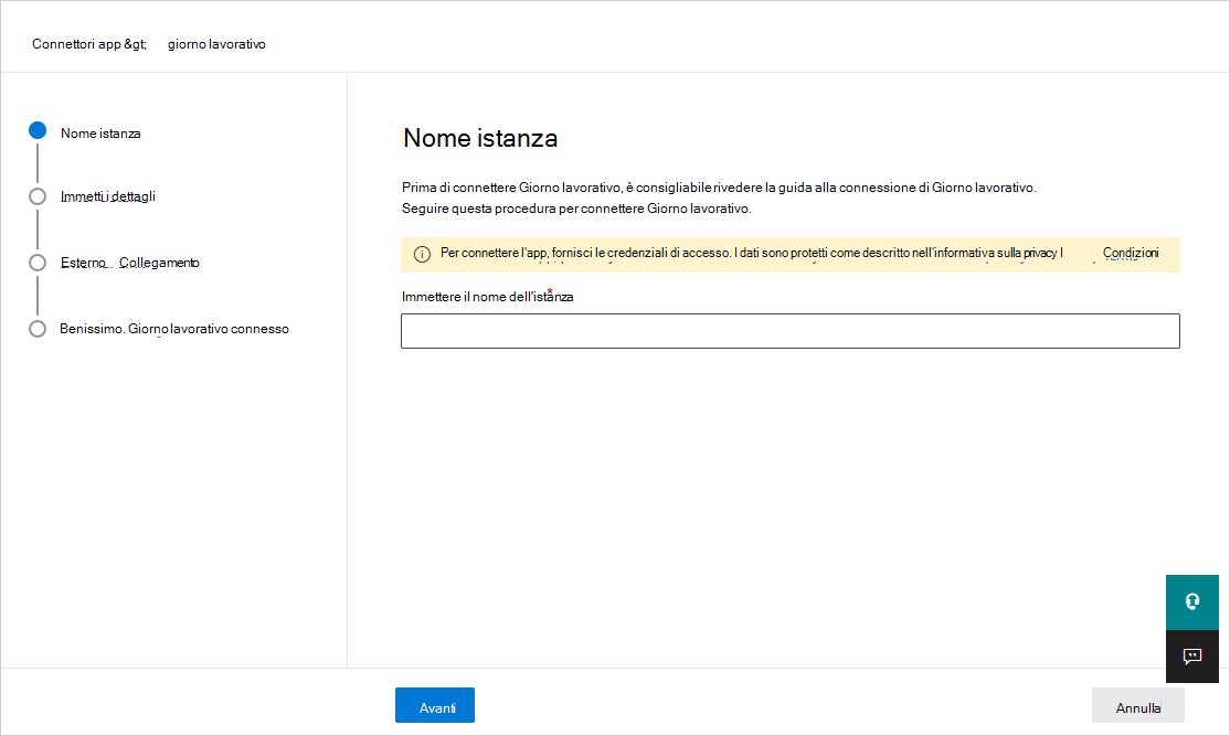 Screenshot dell'aggiunta del nome dell'istanza.
