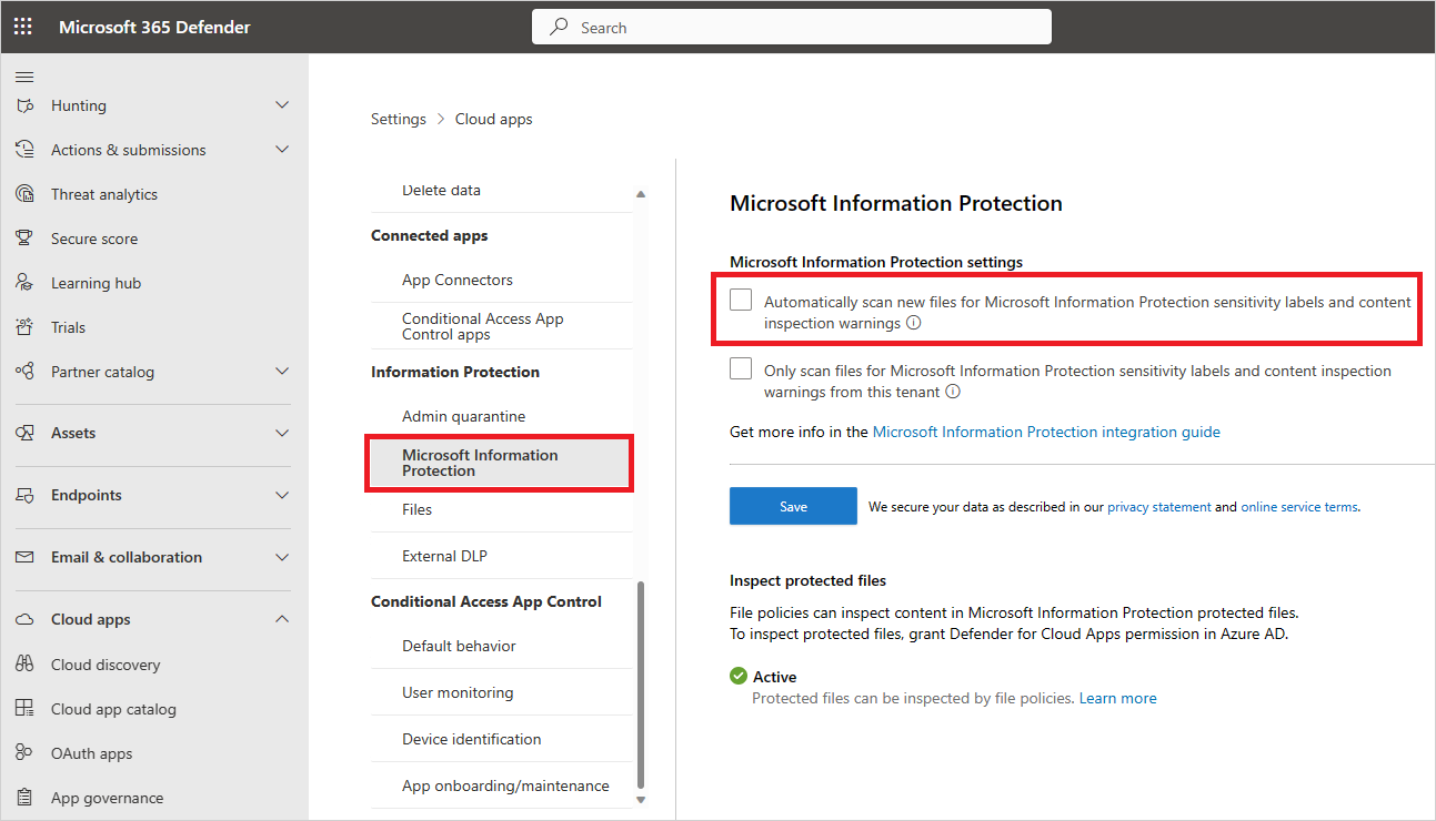 Screenshot dell'abilitazione di Microsoft Purview.