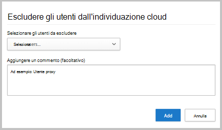 Screenshot dell'esclusione di un utente.