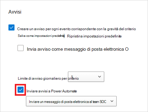 Abilitare Power Automate nei criteri.