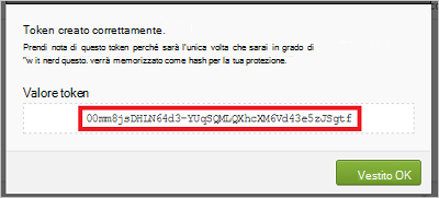 Valore del token Okta.