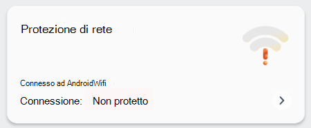 Screenshot che mostra il riquadro protezione rete per gli amministratori della sicurezza.