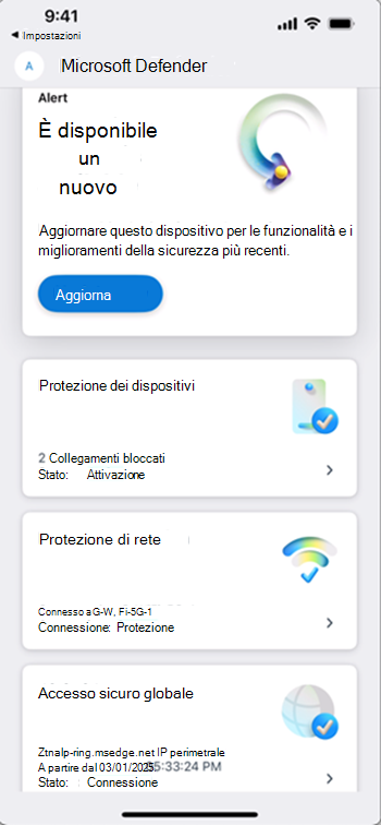 Screenshot che mostra il dashboard dell'utente.