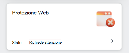 Screenshot del riquadro protezione Web.