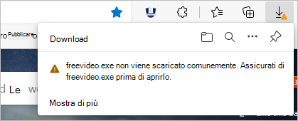 SmartScreen non dispone di informazioni di reputazione sufficienti sul file di download e avvisa l'utente di arrestare o procedere con cautela.