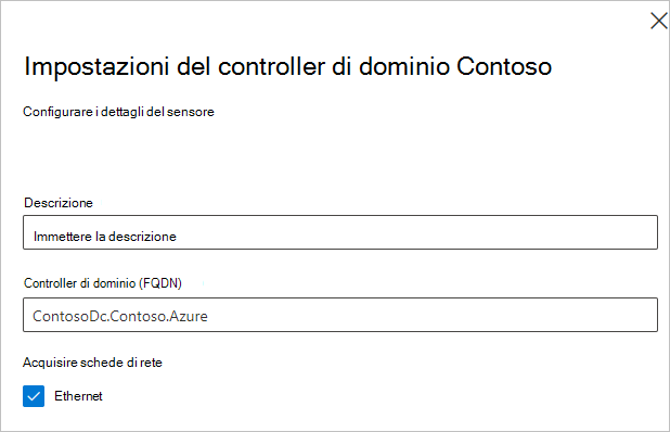 Configurare i dettagli del sensore.