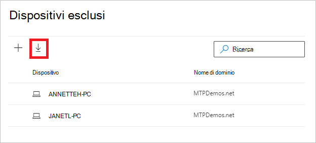 Tornare a Escludi dispositivi.