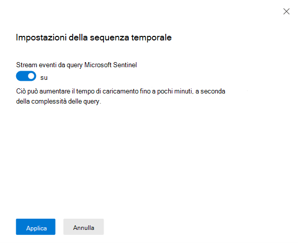 Screenshot delle impostazioni della sequenza temporale del dispositivo dell'entità.