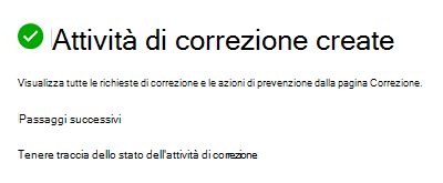 Conferma della creazione dell'attività di correzione.