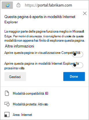 Questa pagina è aperta in modalità Internet Explorer