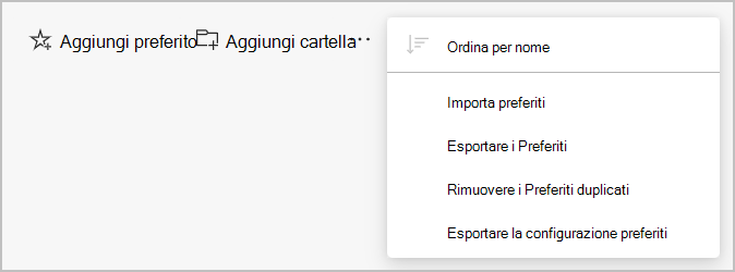 Opzioni di menu per l'uso dei preferiti.