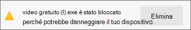 Notifica di blocco di Microsoft Defender SmartScreen per file con reputazione sconosciuta