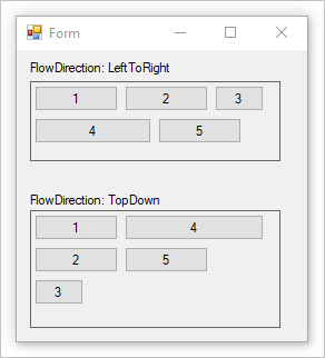 Windows Form con due controlli del pannello di flusso.