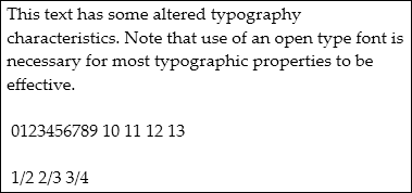 Schermata: testo con tipografia modificata