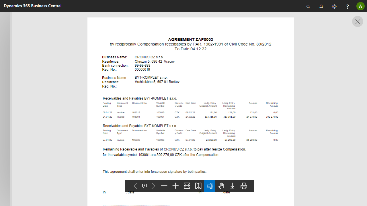 Compensation – Agreement