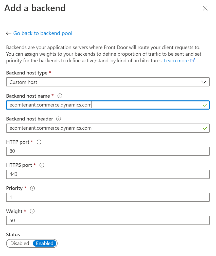 Finestra di dialogo Aggiungi un pool back-end.