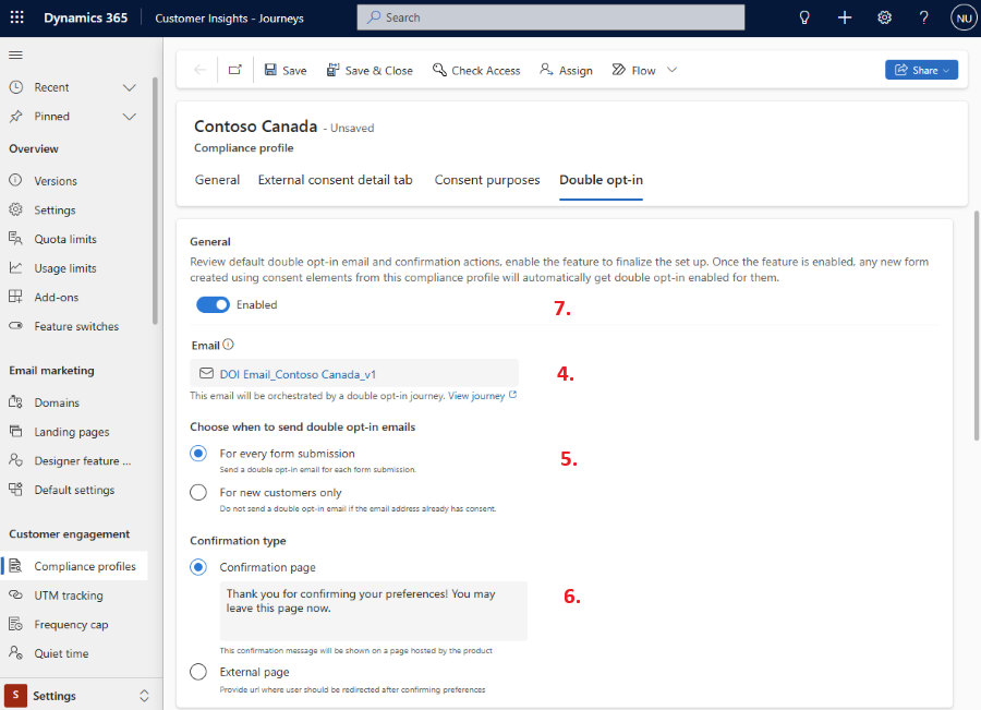 Configura doppio consenso esplicito.