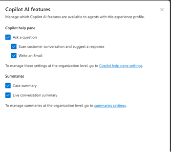 Screenshot della sezione delle funzionalità di intelligenza artificiale di Copilot in Copilot.