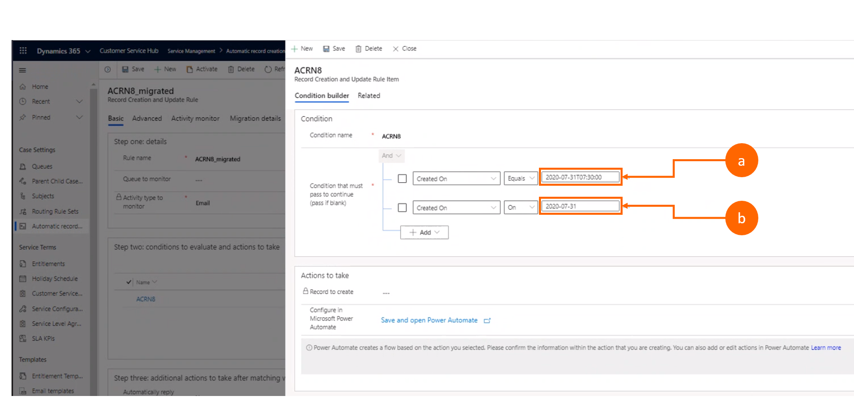 Screenshot della visualizzazione di Unified Interface di post-migrazione in cui i campi DateTime sono rappresentati da campi di testo.