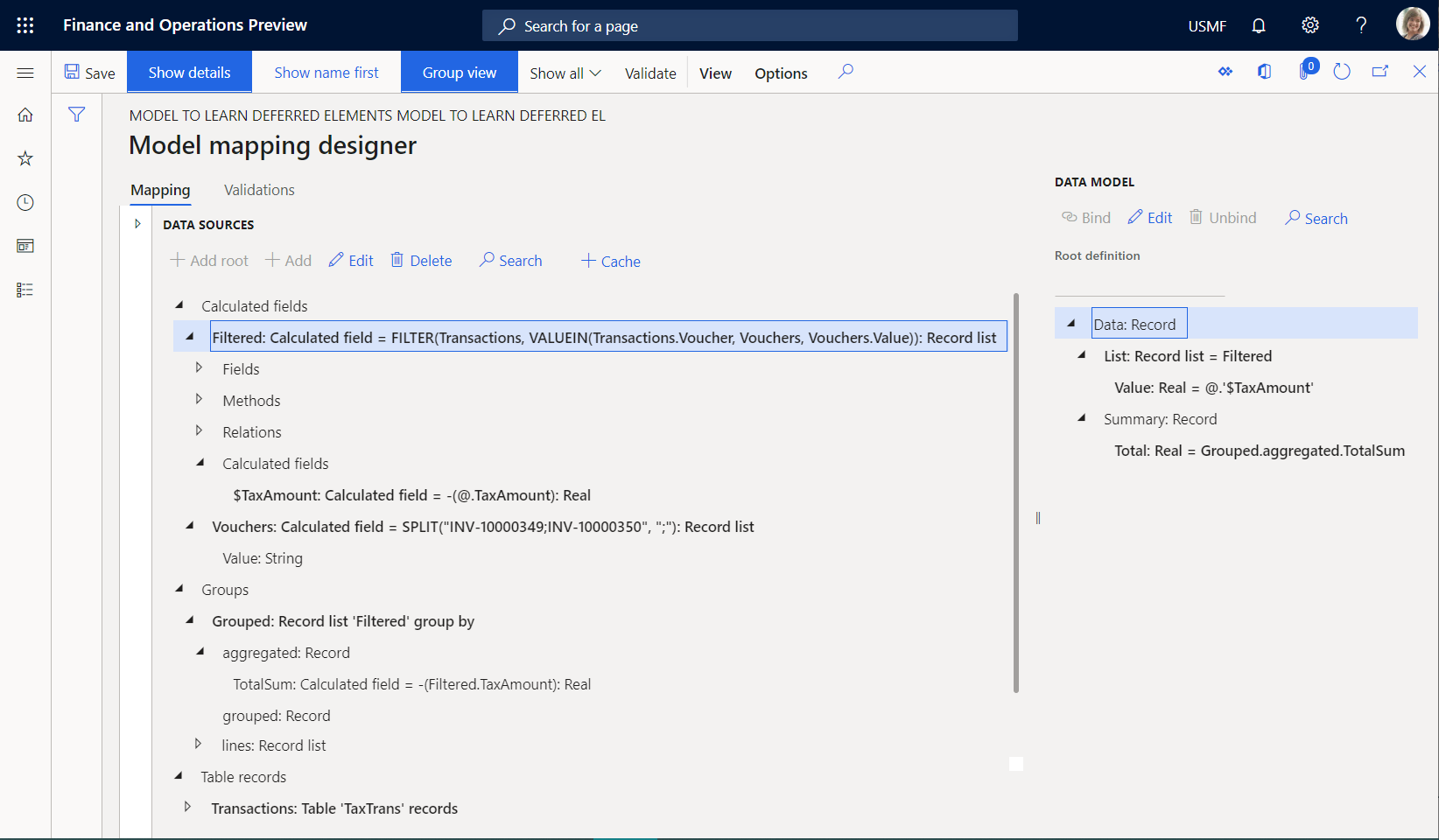 Pagina Progettazione mapping modello.