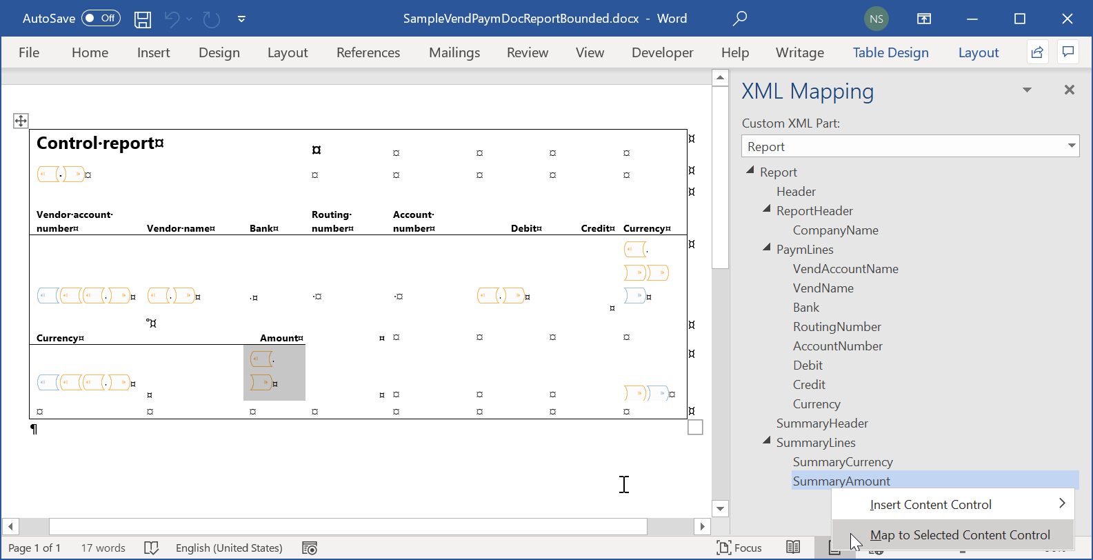 Anteprima del modello di Word nell'applicazione desktop.