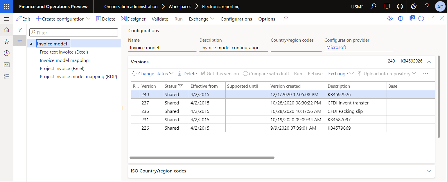 Esame delle configurazioni importate nella pagina Configurazioni.