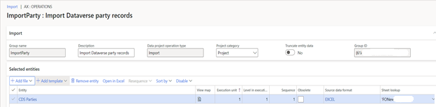 Importazione dei record di parte di Dataverse.