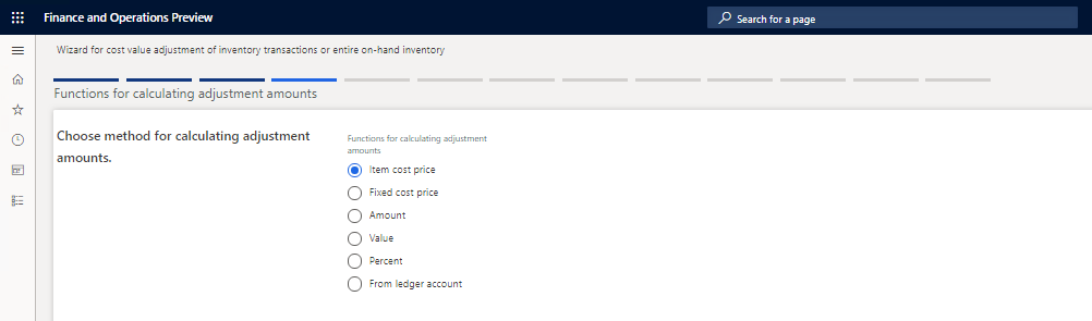 Functions for calculating adjustment amounts page.