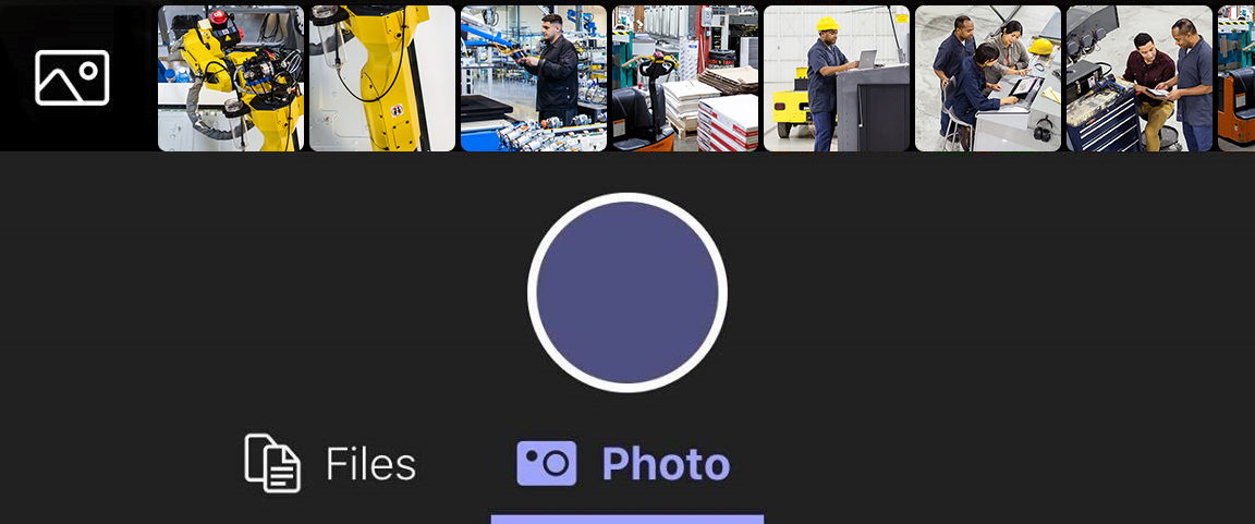 Screenshot dell'opzione Foto in Teams per dispositivi mobili.