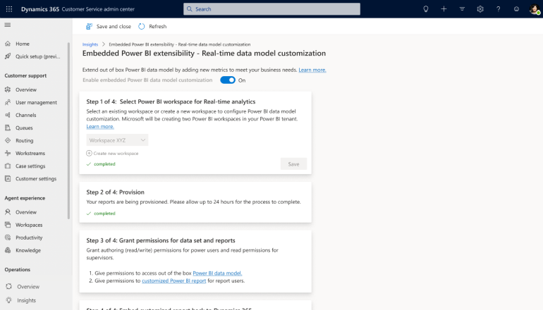 Screenshot dell'estendibilità di Power BI incorporata - Personalizzazione del modello di dati in tempo reale