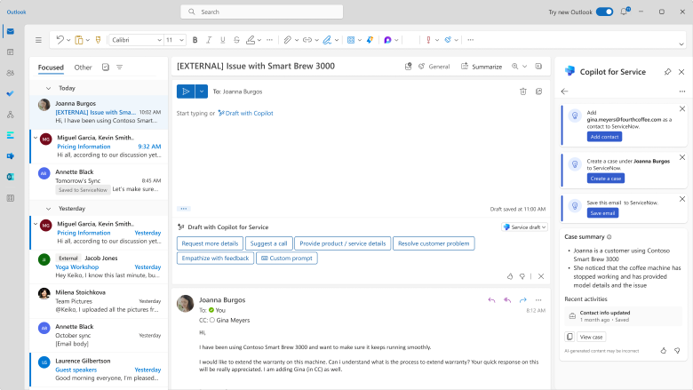 Creare una bozza di messaggio e-mail con Copilot