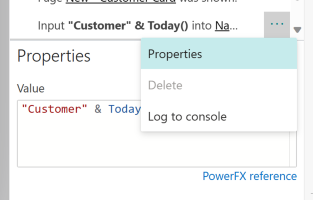 Esempio di valore del passaggio impostato con un'espressione Power Fx