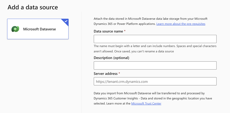 Screenshot del connettore Microsoft Dataverse.