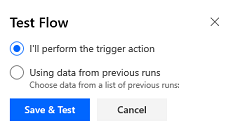 Selezionare il tipo di flusso di test