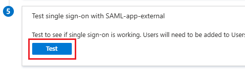 Screenshot dell'opzione Test Single Sign-On.