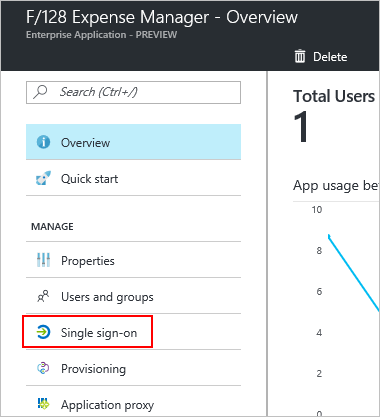 Selezionare Single Sign-On nella pagina di panoramica dell'app