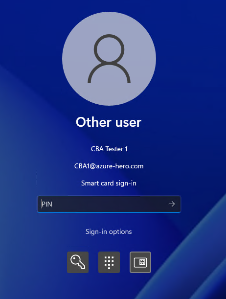 Screenshot dell'accesso tramite smart card.