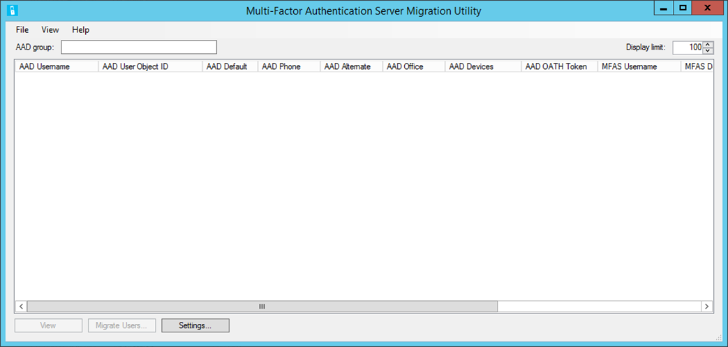 Screenshot dell'Utilità migrazione server MFA.