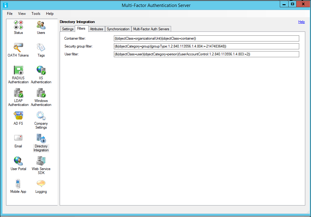 Configurare il filtro delle directory nel server MFA